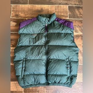 Vintage Columbia  90s Goose Down Puffer Vest Mens Large green purple